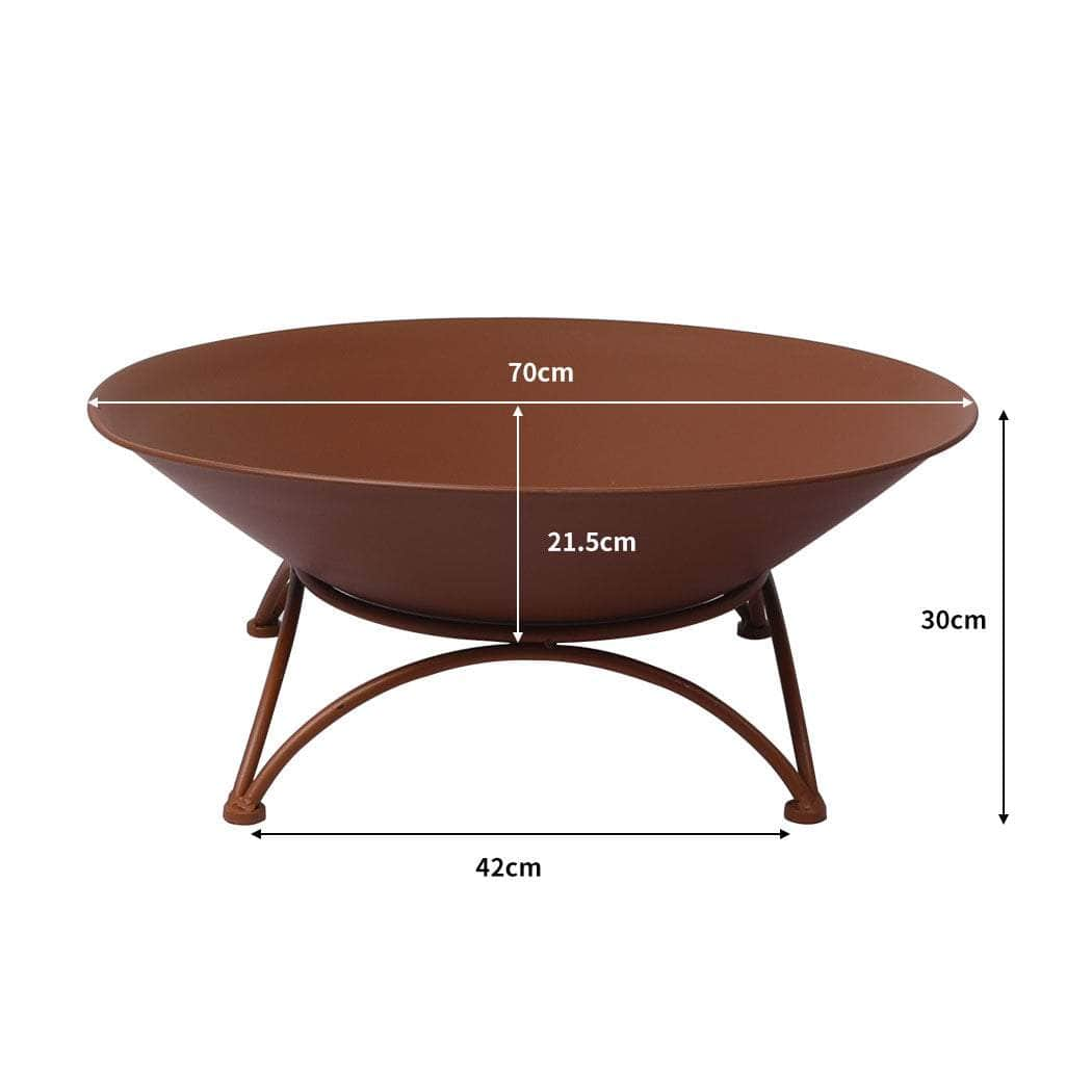 2 IN 1 Fire Pit Outdoor Pits Bowl Steel Rust