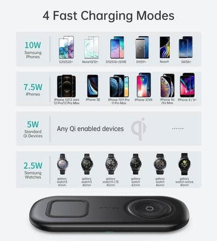 2-In-1 Wireless Charger, 10W Max Wireless Charging Pad With Adapter