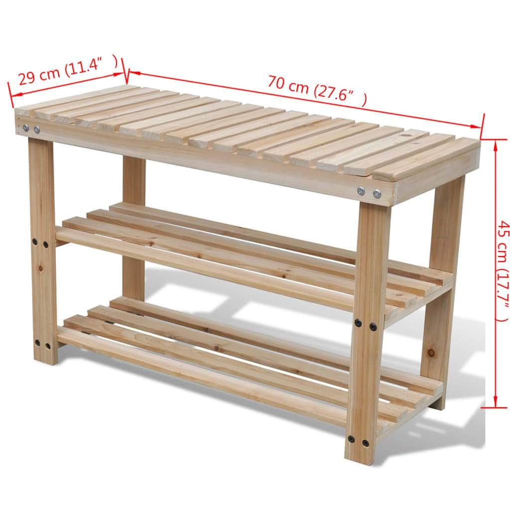 2-in-1 Wooden Shoe Rack With Bench Top Durable