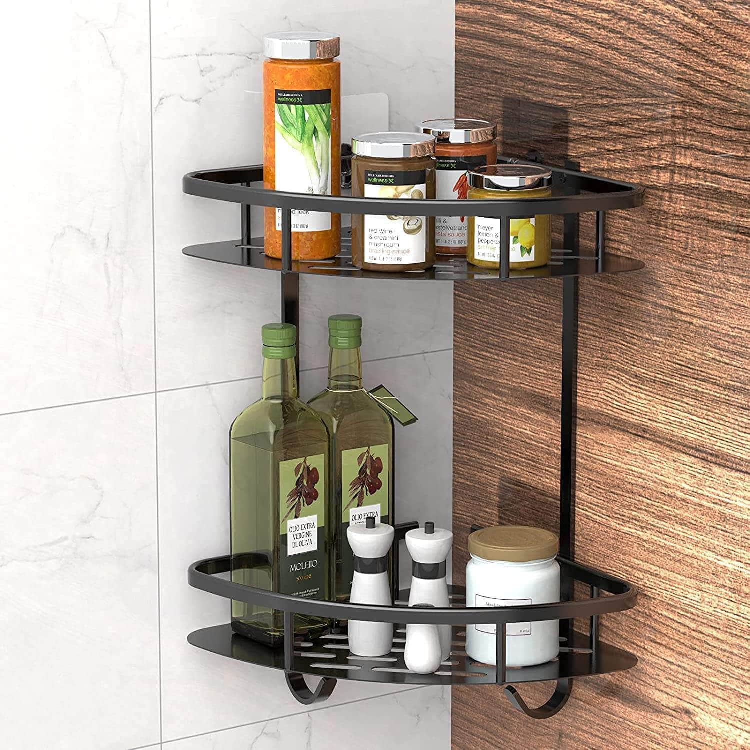 2 Pack Aluminum Adhesive Shower Caddy Corner Shelf Storage Rack For Bathroom