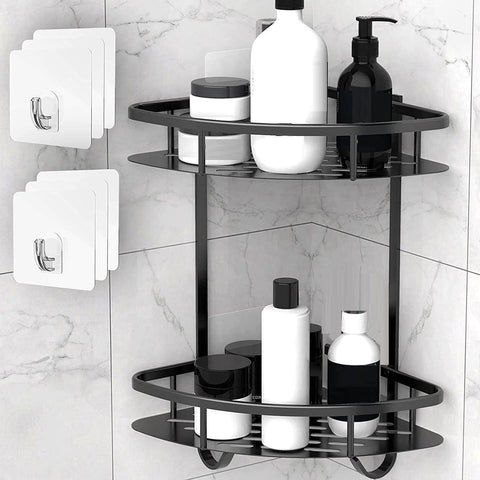 2 Pack Aluminum Adhesive Shower Caddy Corner Shelf Storage Rack For Bathroom