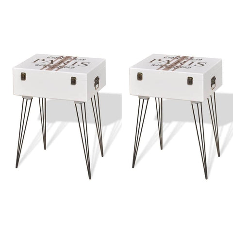 2 pcs Bedside Cabinets White