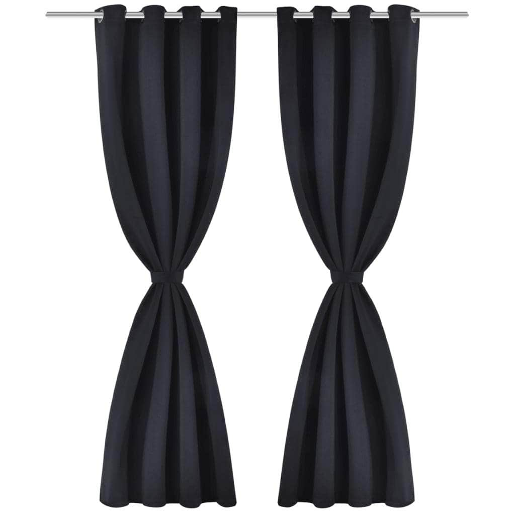 2 pcs Black Blackout Curtains with etal Rings