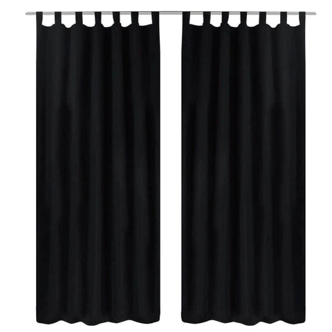 2 pcs Black Micro-Satin Curtains with Loops