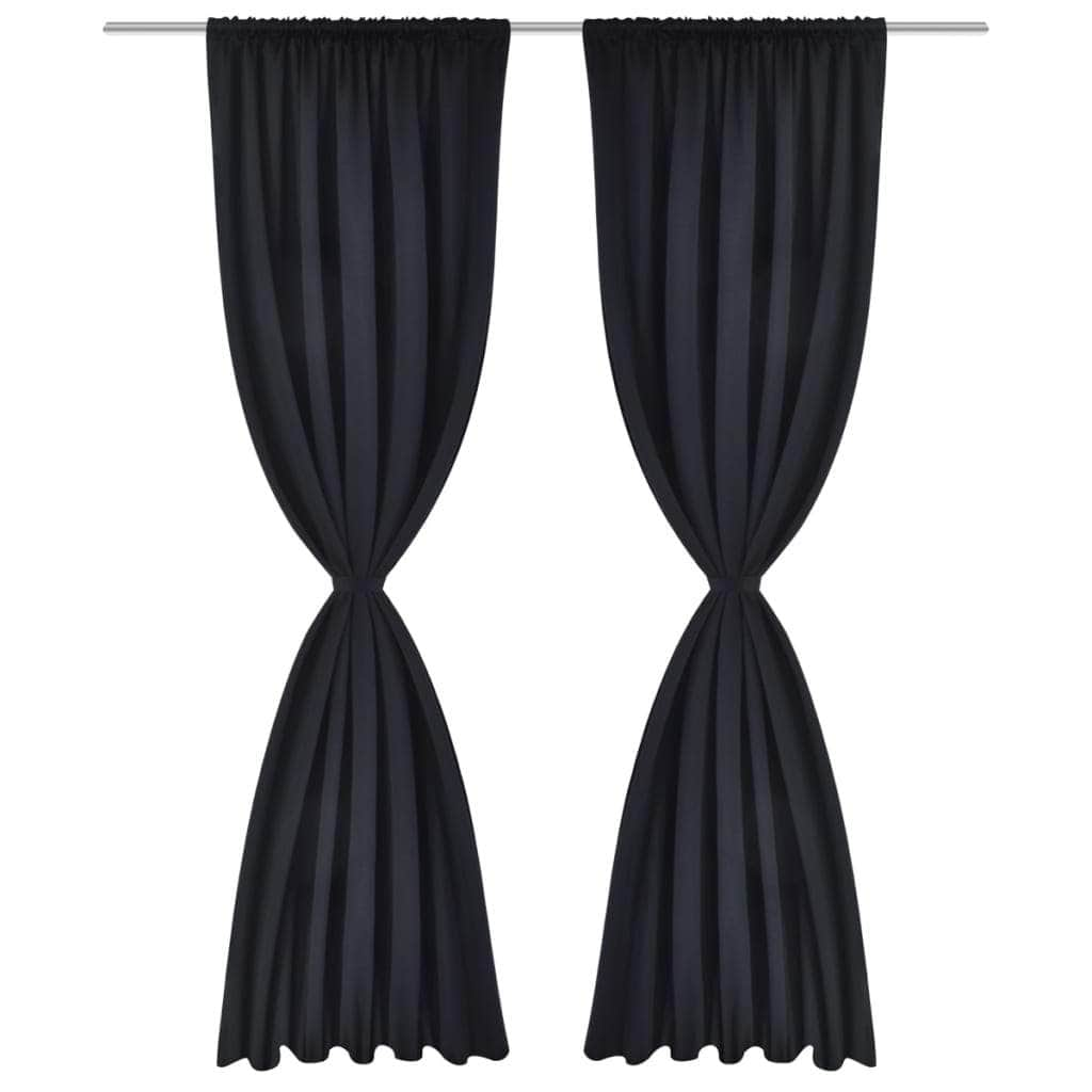 2 pcs Black Slot-Headed Blackout Curtains