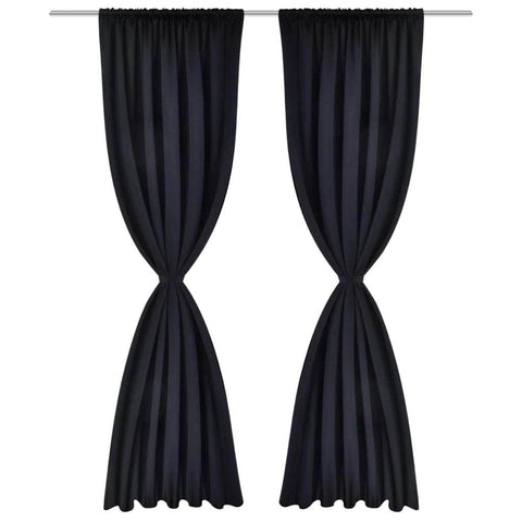 2 pcs Black Slot-Headed Blackout Curtains