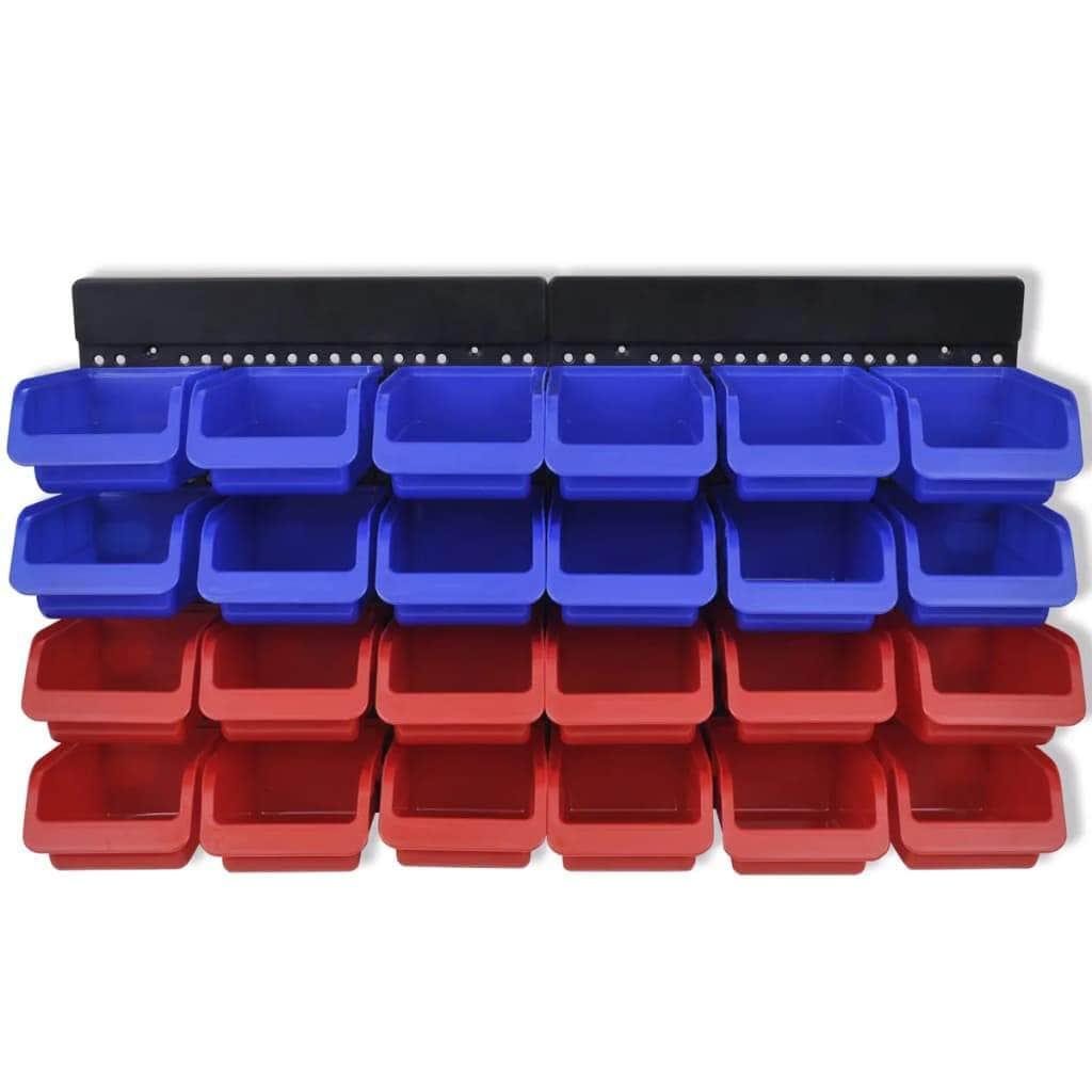 2 pcs Blue & Red Wall Mounted Garage Tool Organiser