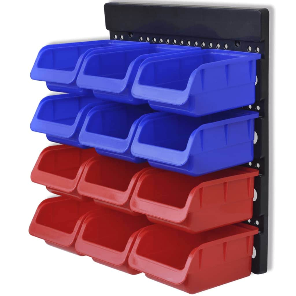 2 pcs Blue & Red Wall Mounted Garage Tool Organiser