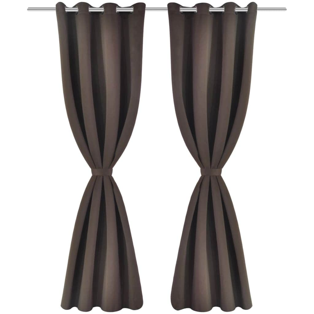 2 pcs Brown Blackout Curtains with etal Rings