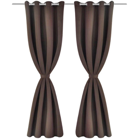 2 pcs Brown Blackout Curtains with etal Rings