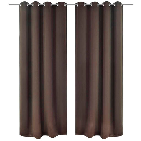 2 pcs Brown Blackout Curtains with etal Rings