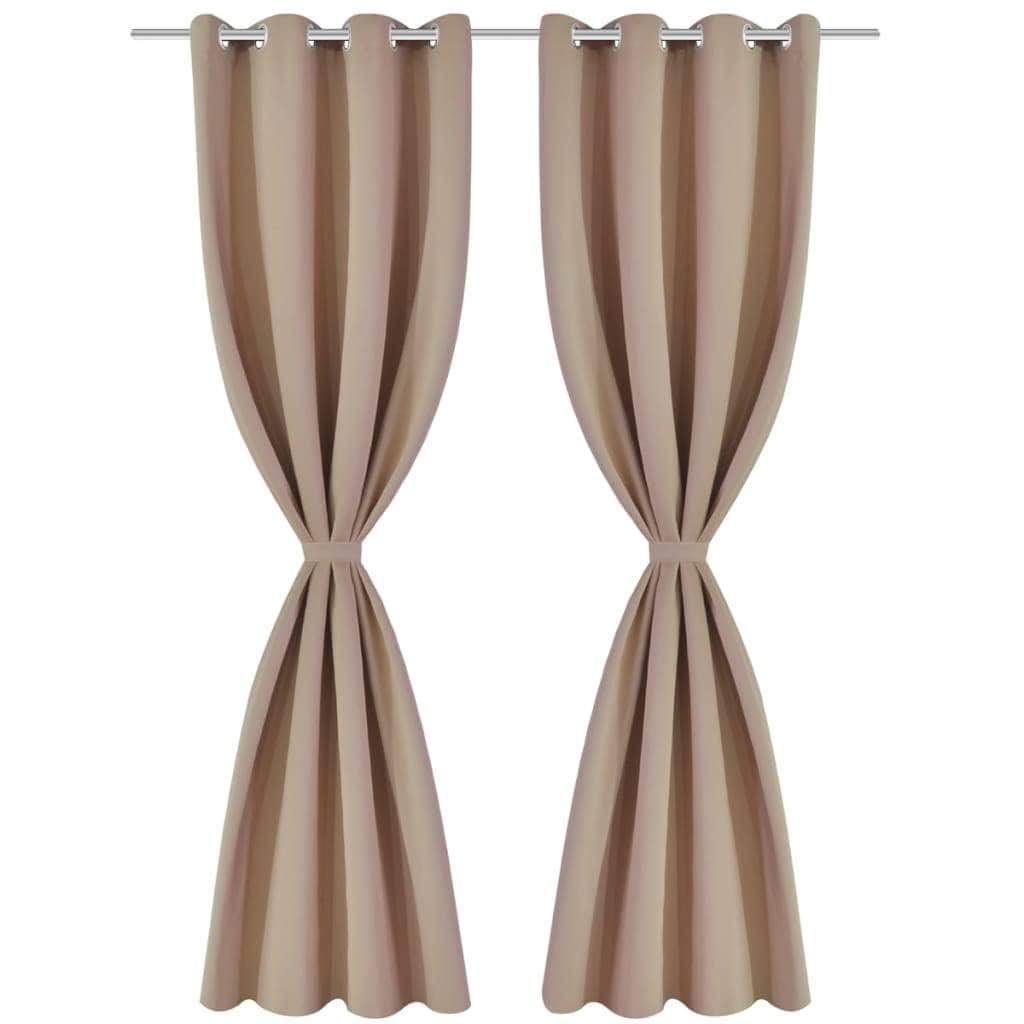 2 pcs Cream Blackout Curtains with Metal Rings