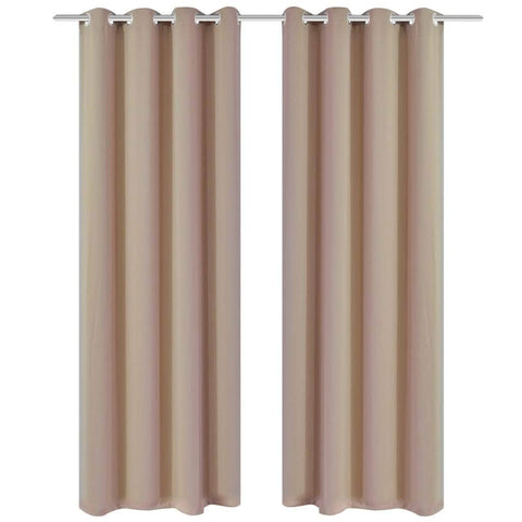 2 pcs Cream Blackout Curtains with Metal Rings