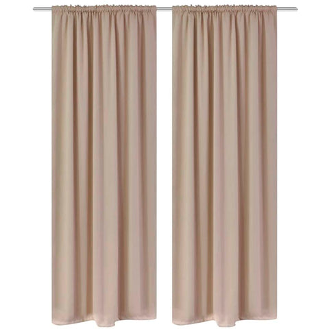 2 pcs Cream Slot-Headed Blackout Curtains