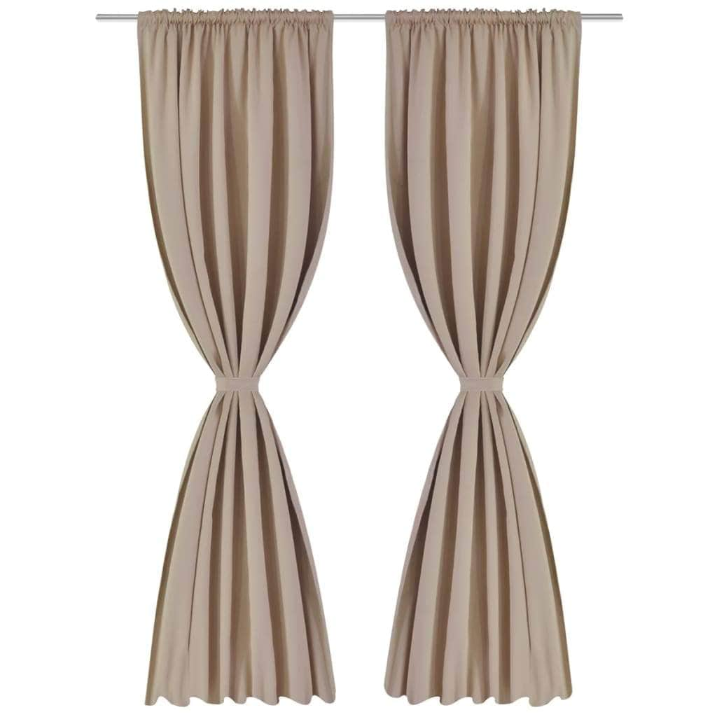 2 pcs Cream Slot-Headed Blackout Curtains