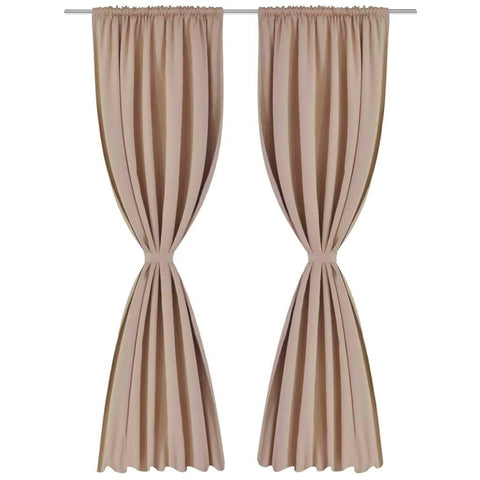 2 pcs Cream Slot-Headed Blackout Curtains