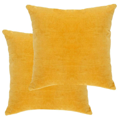 2 pcs Cushions Cotton Velvet Yellow