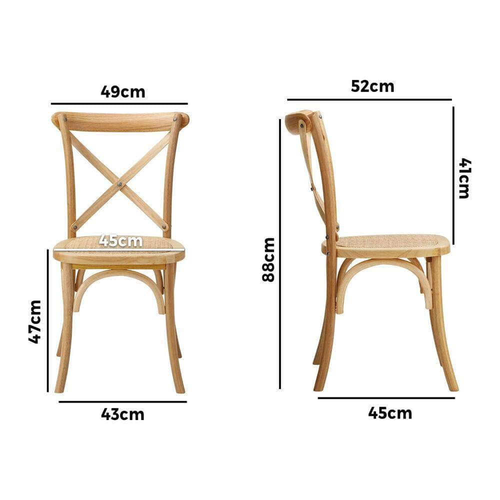 2 Pcs Dining Chair with Crossback Wooden Kitchen Black/Wood