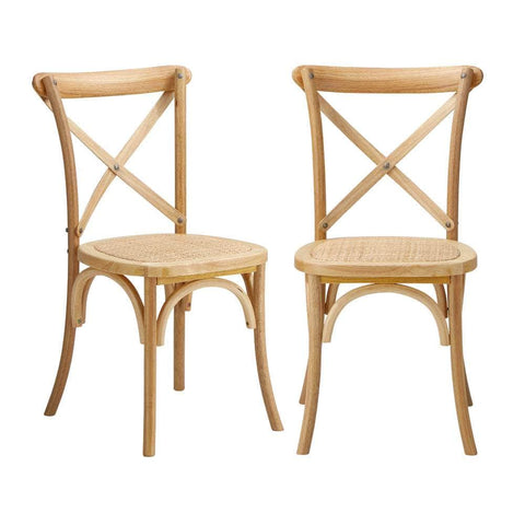 2 Pcs Dining Chair with Crossback Wooden Kitchen Black/Wood