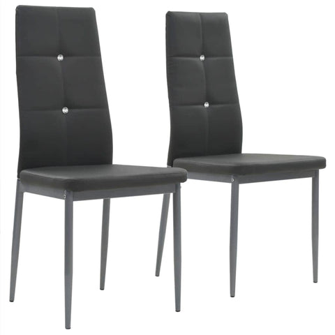 2 pcs Dining Chairs Grey faux Leather