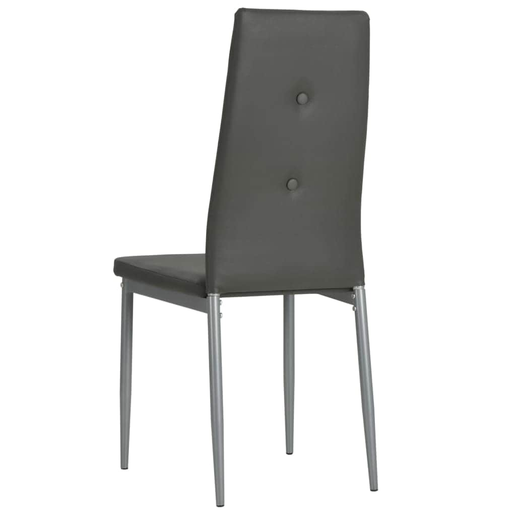 2 pcs Dining Chairs Grey faux Leather