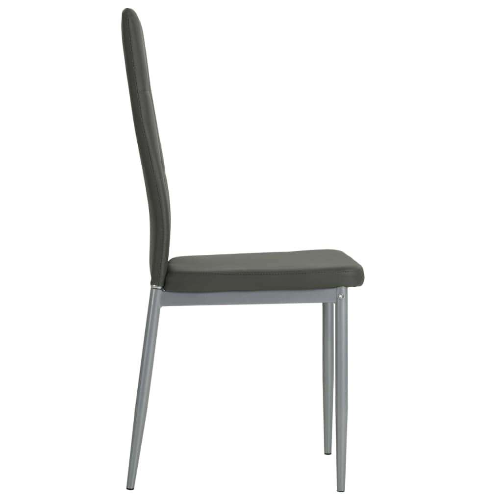 2 pcs Dining Chairs Grey faux Leather