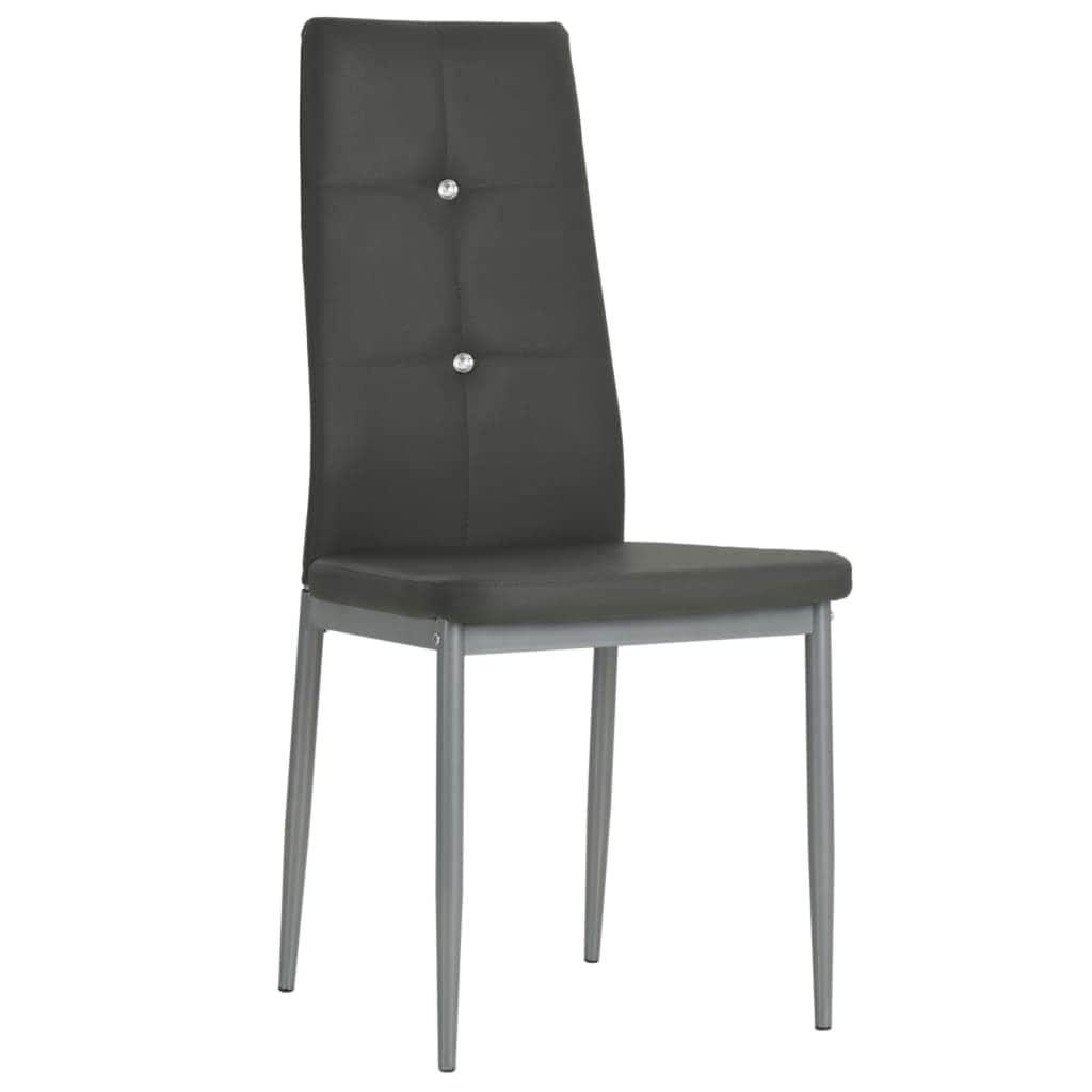 2 pcs Dining Chairs Grey faux Leather