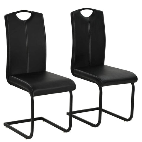 2 pcs Leather Dining Chairs Black