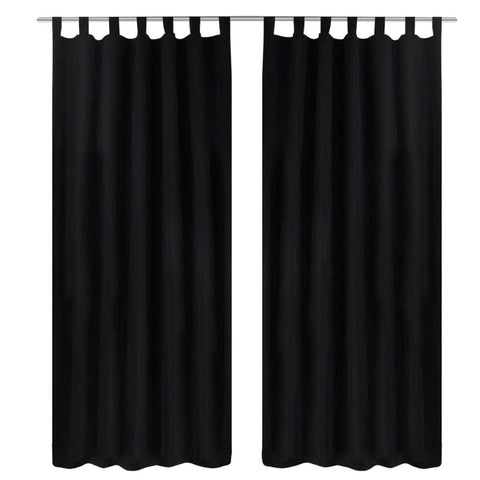 2 pcs Micro-Satin Curtains with Loops (Black)