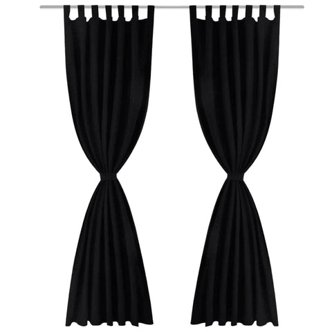 2 pcs Micro-Satin Curtains with Loops (Black)