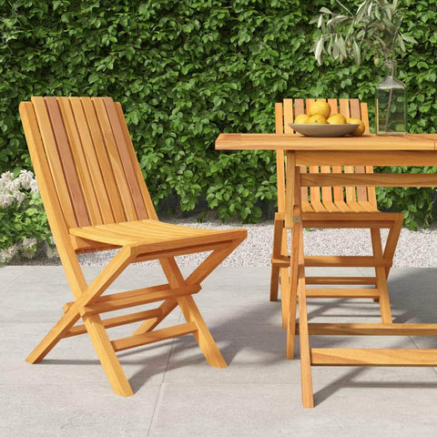 2 Pcs Solid and Stylish: Pair of Folding Teak Garden Chairs