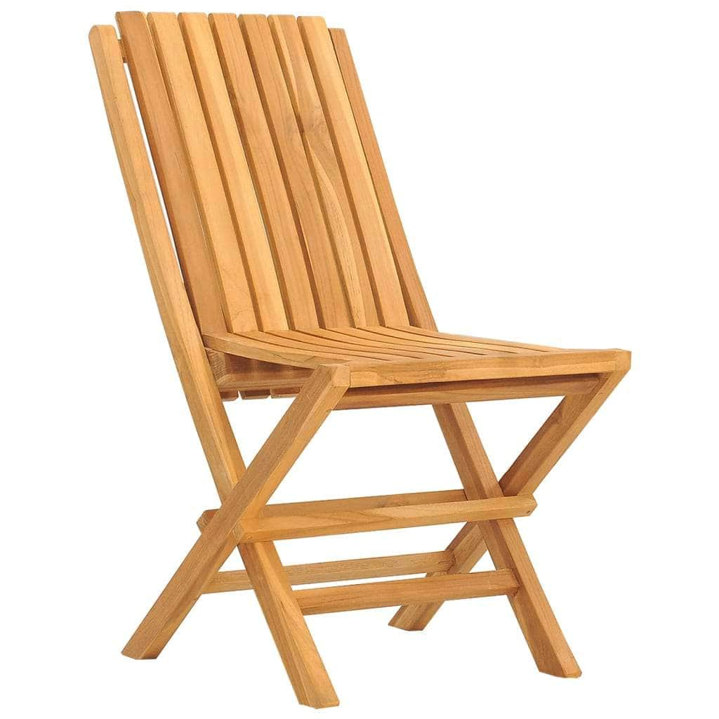 2 Pcs Solid and Stylish: Pair of Folding Teak Garden Chairs