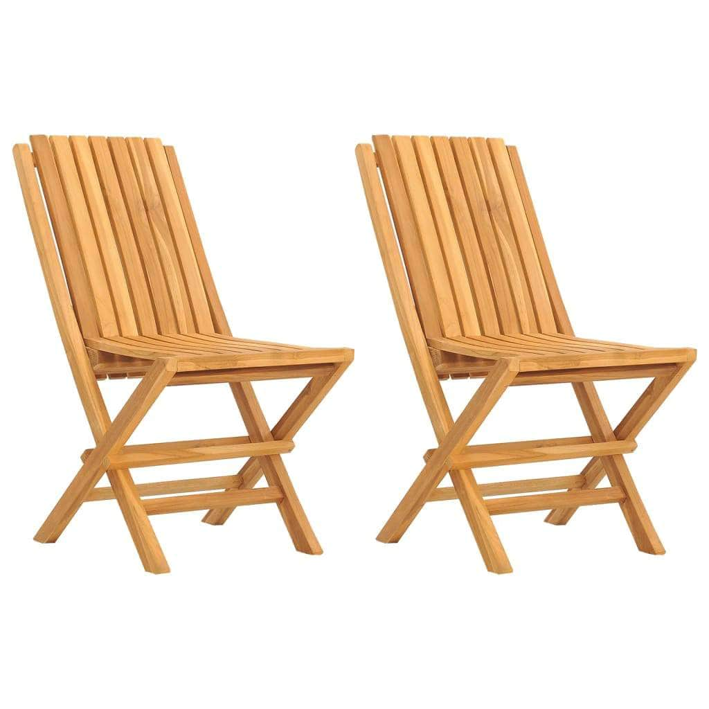 2 Pcs Solid and Stylish: Pair of Folding Teak Garden Chairs