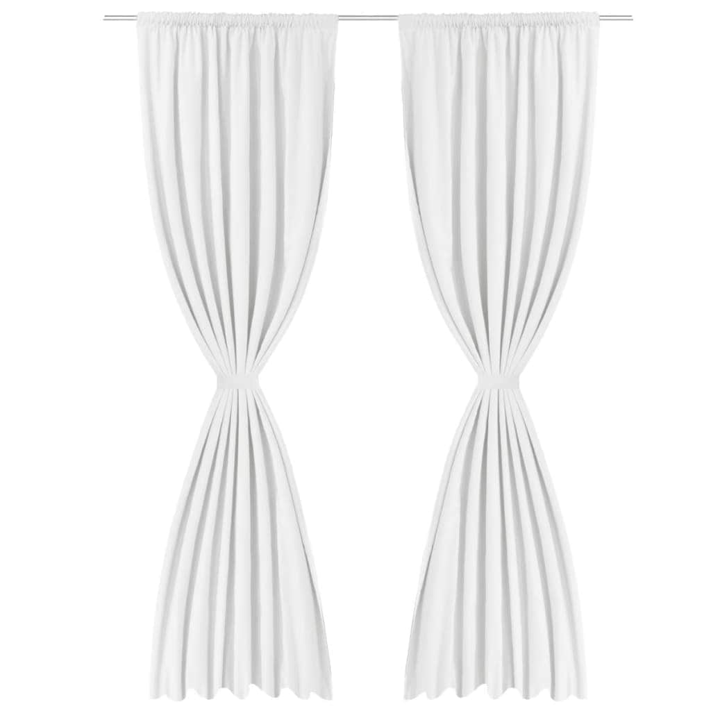 2 pcs White Energy-saving Blackout Curtains Double Layer