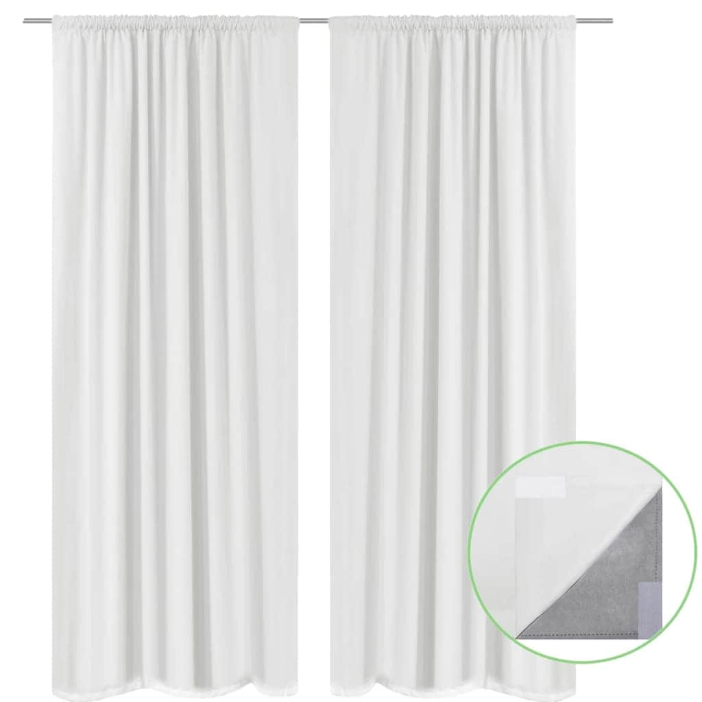 2 pcs White Energy-saving Blackout Curtains Double Layer