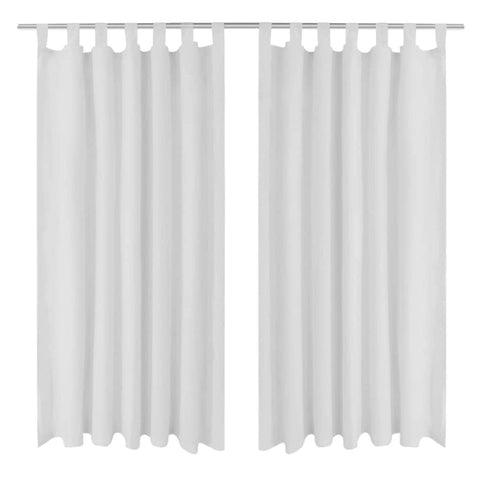 2 pcs White Micro-Satin Curtains with Loops