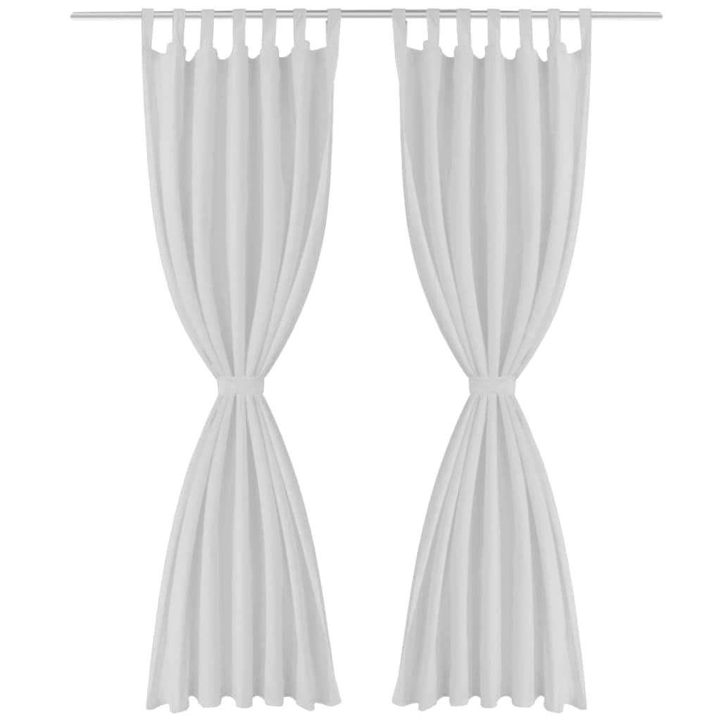 2 pcs White Micro-Satin Curtains with Loops