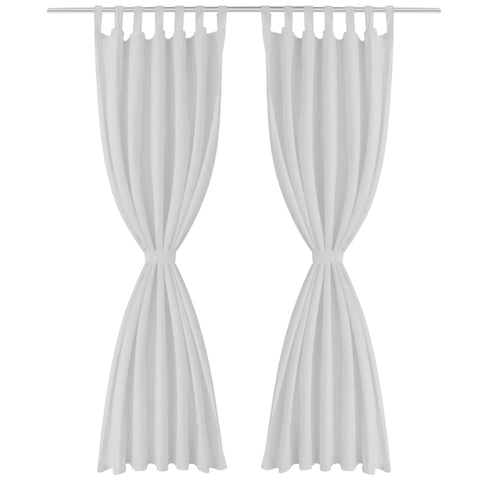 2 pcs White Micro-Satin Curtains with Loops