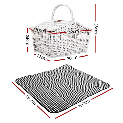 2 Person Picnic Basket Set Insulated Blanket Bag