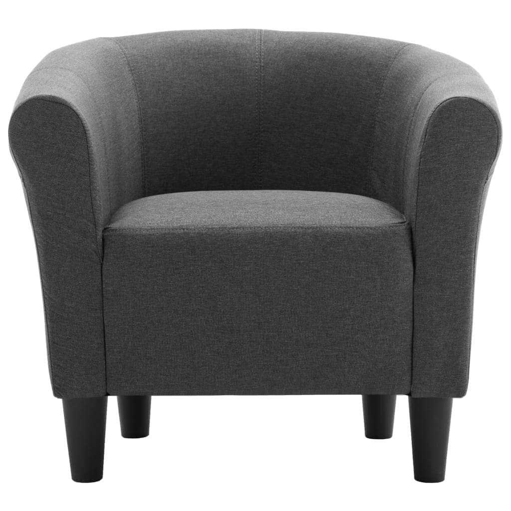 2 Piece Armchair and Stool Set Dark Grey Fabric