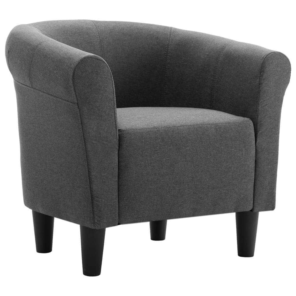 2 Piece Armchair and Stool Set Dark Grey Fabric