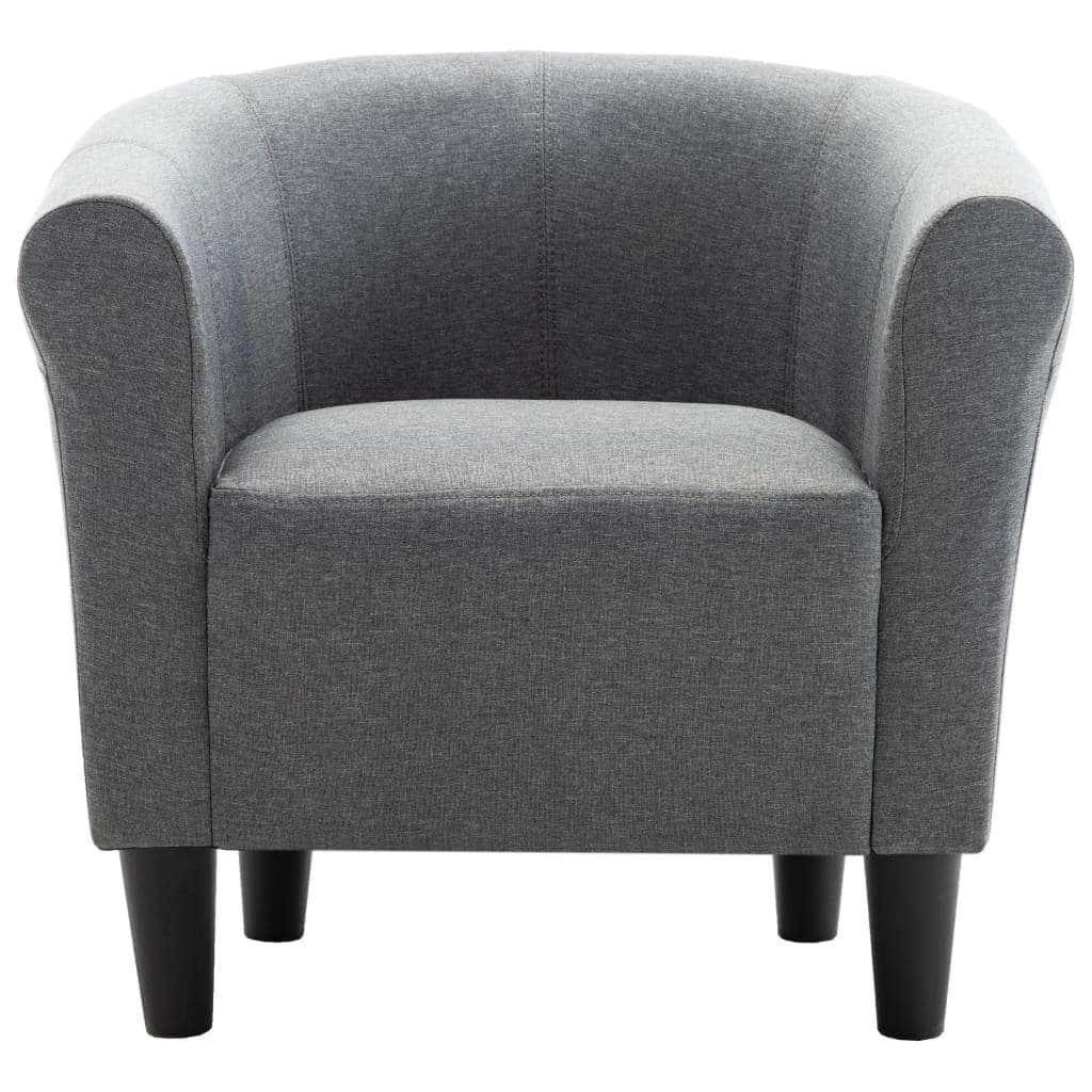 2 Piece Armchair and Stool Set Light Grey Fabric