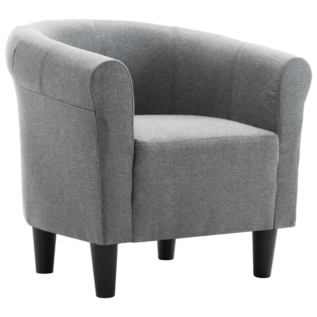 2 Piece Armchair and Stool Set Light Grey Fabric