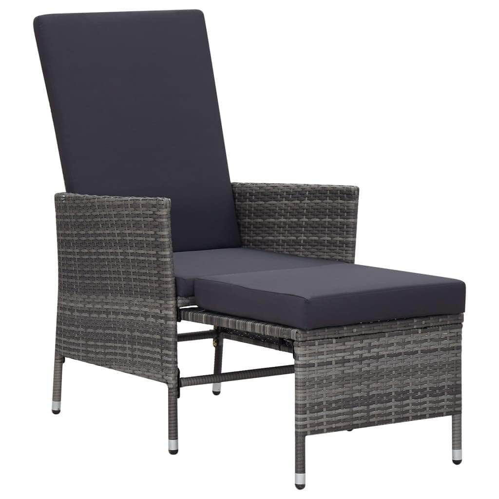 2 Piece Garden Lounge Set with Cushions Poly Rattan Grey