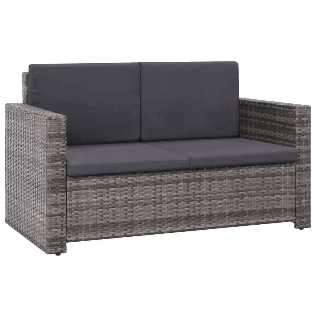 2 Piece Garden Lounge Set with Cushions Poly Rattan Grey