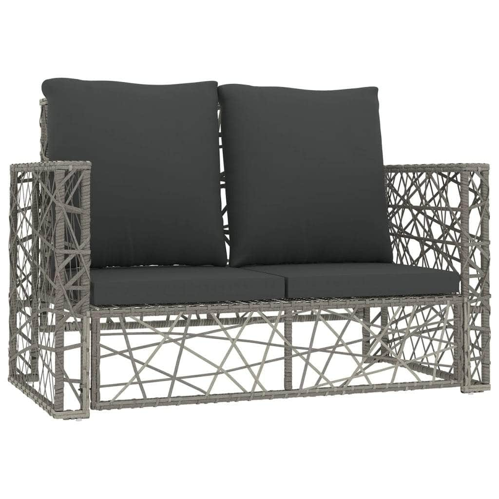 2 Piece Garden Lounge Set with Cushions Poly Rattan Grey