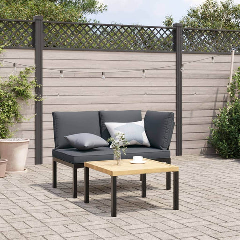 2 Piece Garden Sofa Set with Cushions Black Aluminium