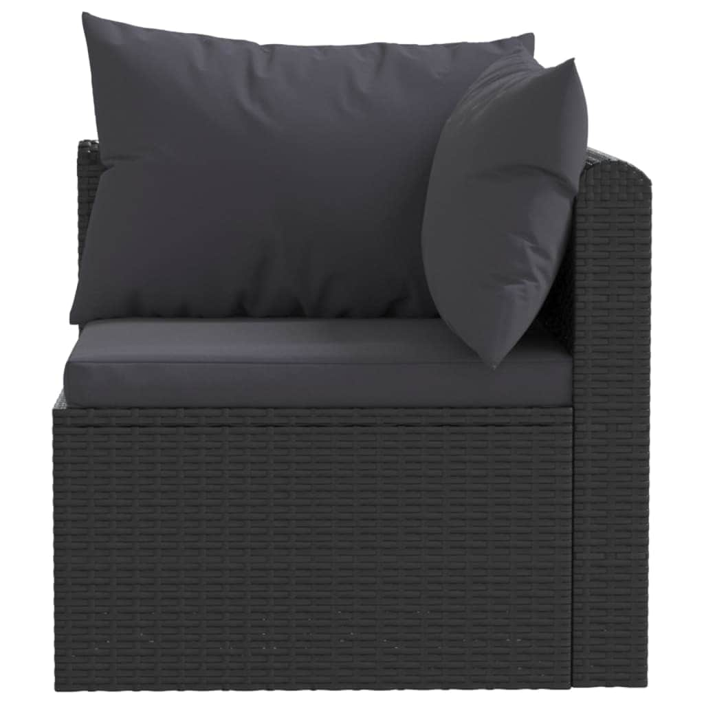 2 Piece Garden Sofa Set with Cushions Poly Rattan Black