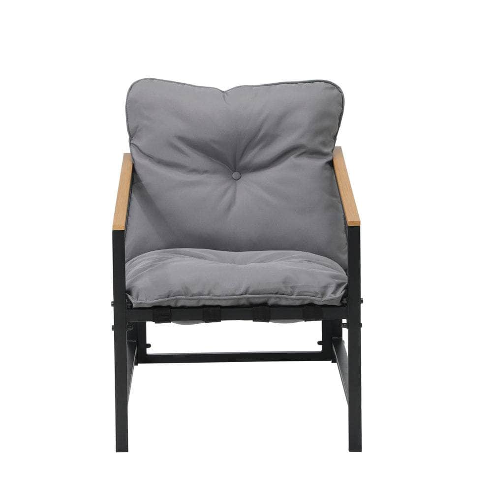 2 Piece Outdoor Armchair Lounge Sofa Black