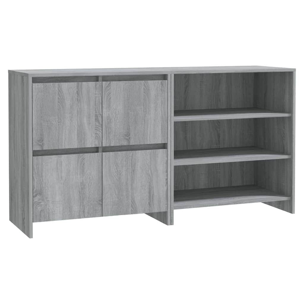 2 Piece Sideboard Grey Engineered Wood